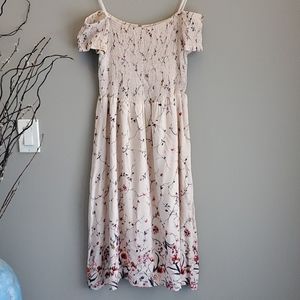 Floral off shoulder tea dress